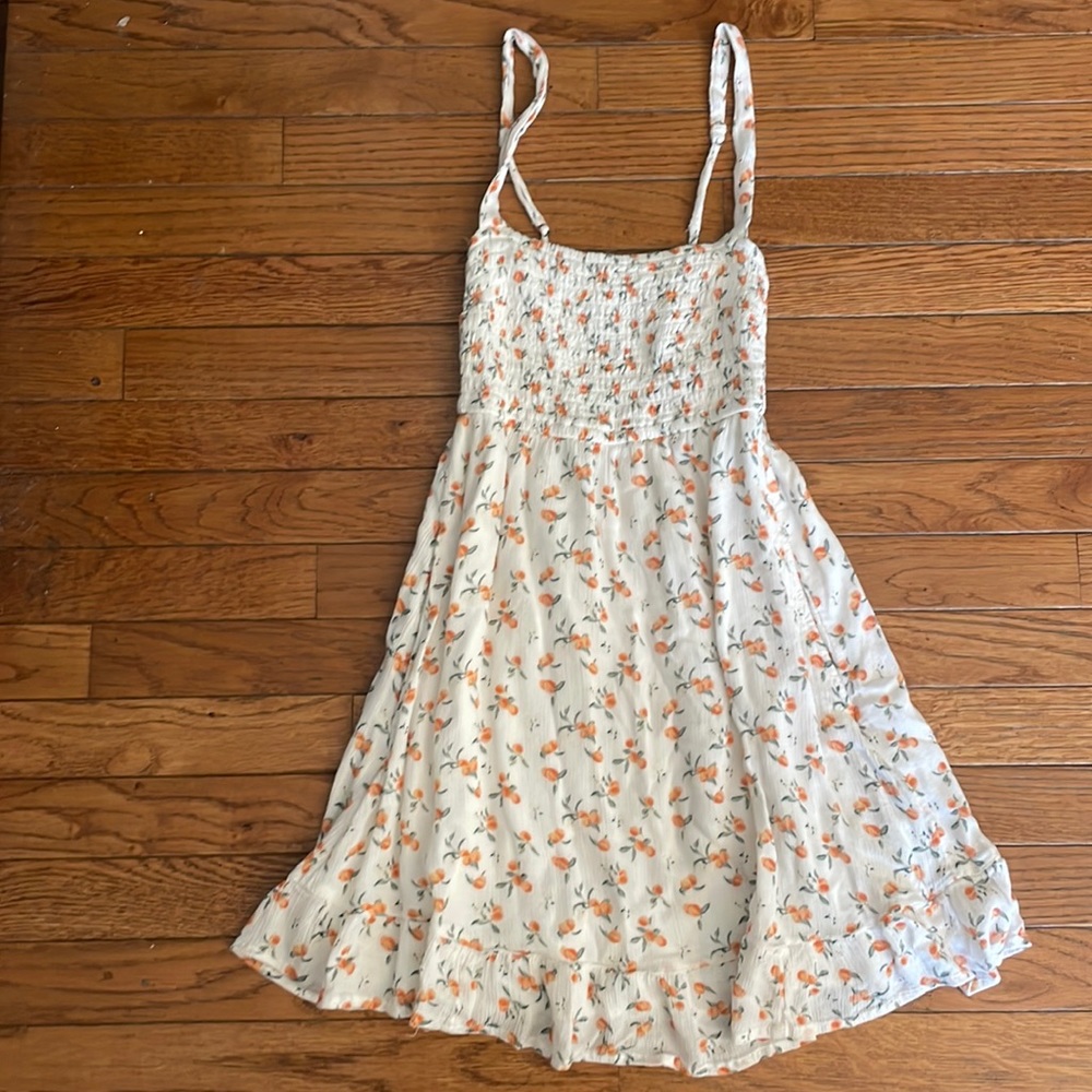 Abercrombie & Fitch Floral Mini Dress - Cream and Orange